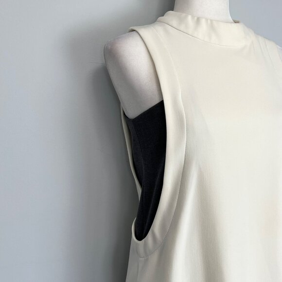 Tintoretto Womens Ivory Gray Sleeveless Mock Neck Mini Dress size Small - Picture 5 of 15